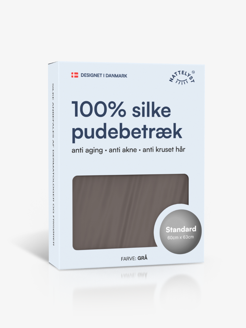 Se 100% Silke Pudebetræk (OEKO-TEX) Mørkegrå hos Nattelyst.dk