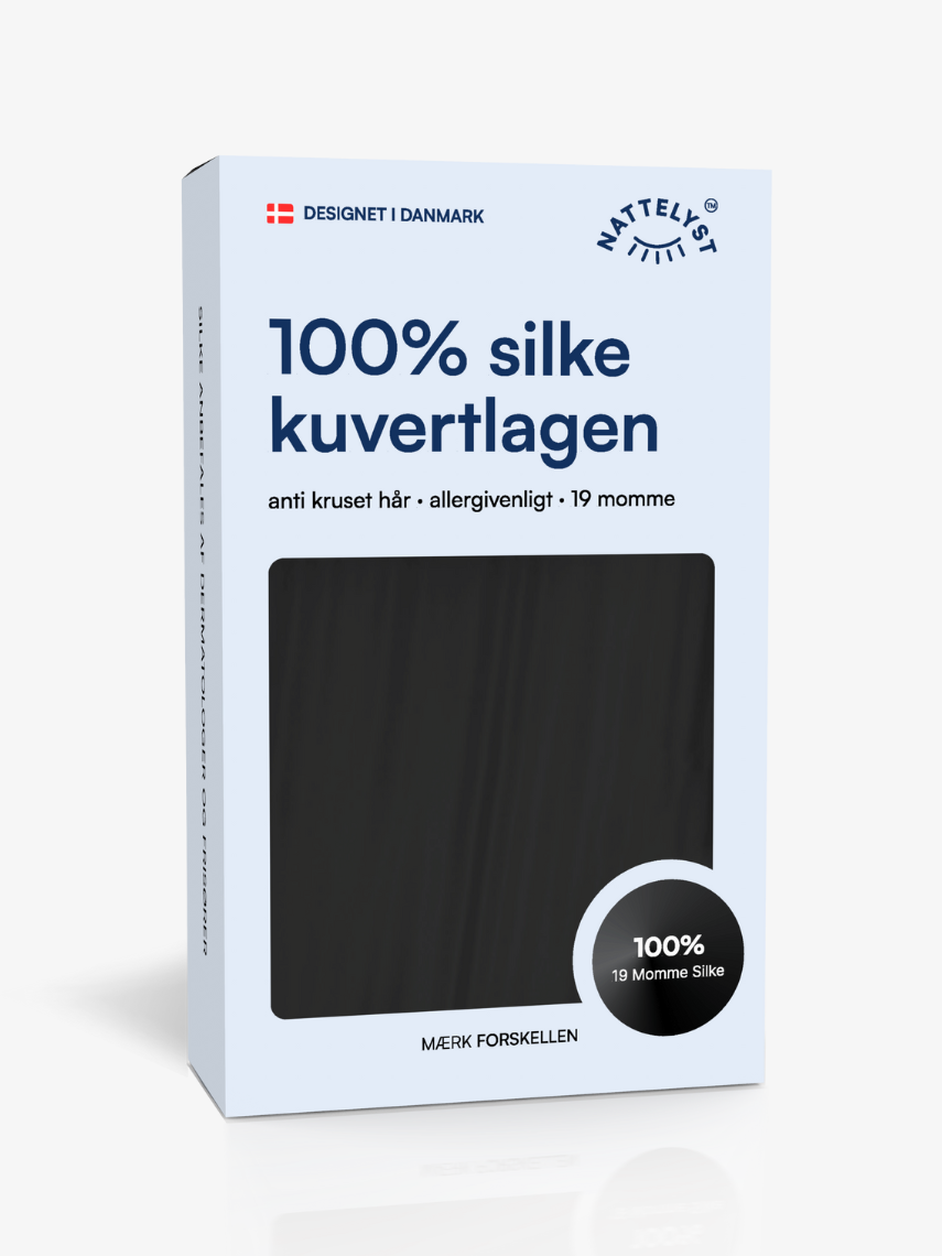 Se 100% Silke Kuvertlagen (OEKO-TEX) Sort hos Nattelyst.dk