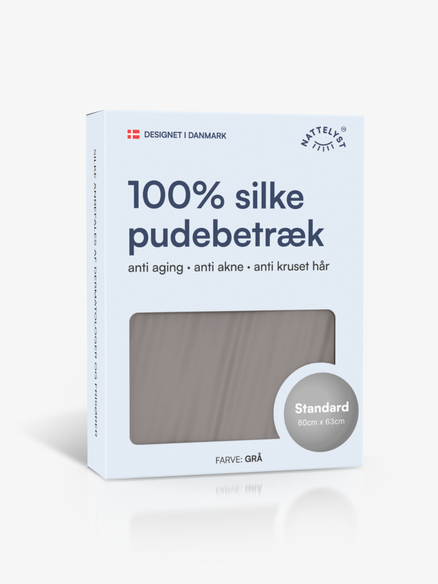 Se 100% Silke Pudebetræk (OEKO-TEX) Lysegrå hos Nattelyst.dk