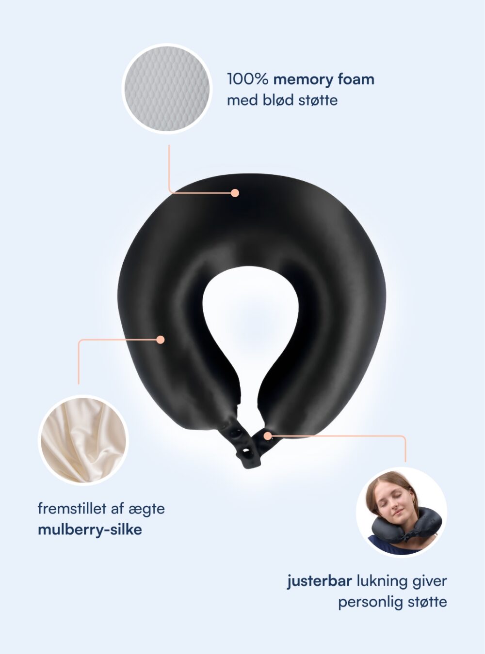 Nakkepude 100% Mulberry Silke (OEKO-TEX)