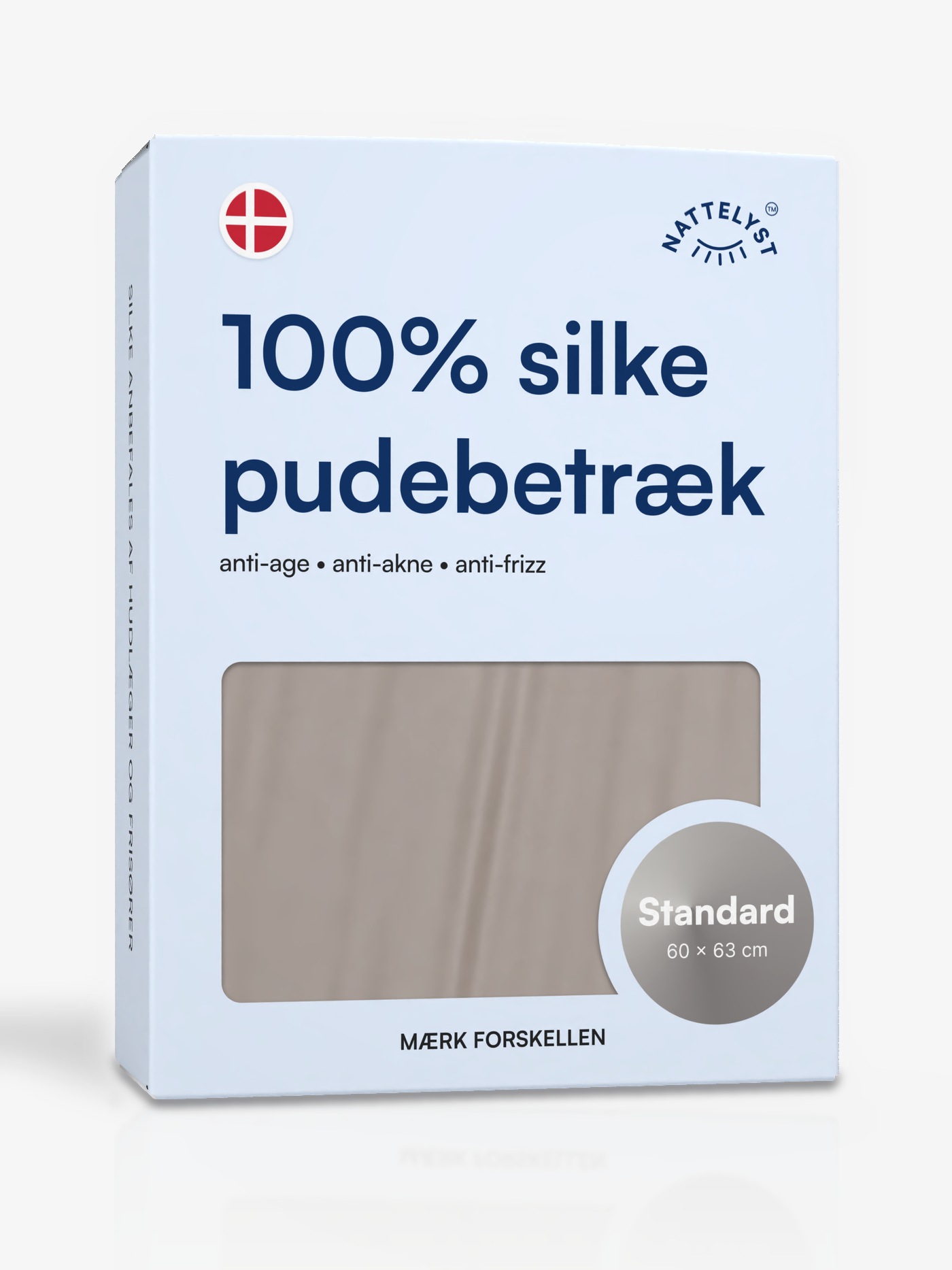 Pudebetræk i 100% Mulberry Silke (OEKO-TEX) Lysegrå
