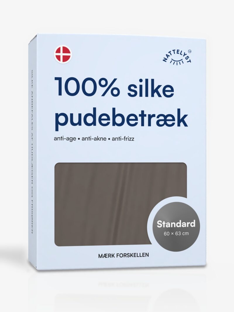 Pudebetræk i 100% Mulberry Silke (OEKO-TEX) Mørkegrå