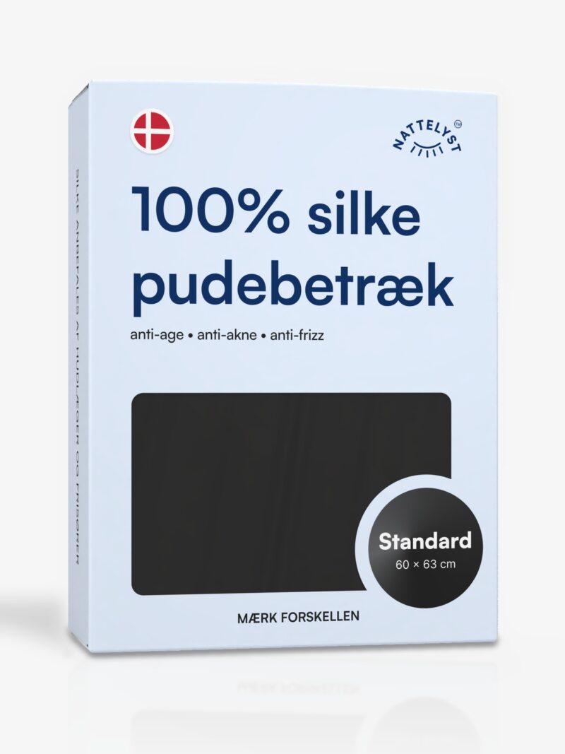 Pudebetræk i 100% Mulberry Silke (OEKO-TEX) Sort